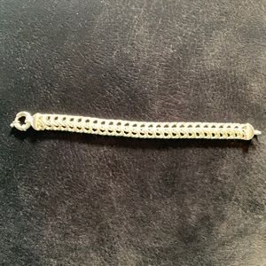Sterling Silver 7 1/2” Bracelet, Woven Pattern w Large Clasp, Stamped .925.